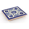 Handmade Tierra y Fuego Ceramic Tile, Blue Damasco, Set of 9