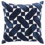 Jaipur Living - Nikki Chu by Jaipur Living Danceteria Blue/Ivory Poly Throw Pillow 22" - A geometric marvel with glam appeal, this Nikki Chu throw pillow lends a bold look to contemporary interiors. Dramatic in a blue and ivory colorway, the linen and velvet texture of this accent offers a soft and sumptuous touch to the graphic style.