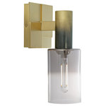 Norwell Lighting - Empire 1 Light Wall Sconce, Clear/Chrome Gradient, Satin Brass Black - Simple and subtle, this light fits into rooms from traditional to transitional with a textured square backplate