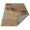 Hand Tufted Wool Area Rug Floral Light Brown