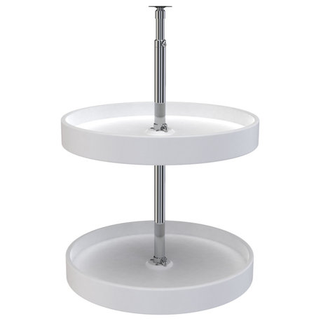 Polymer Full-Circle 2-Shelf Lazy Susan for Corner Wall Cabinet, White, 18"W