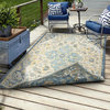 Melody Ivory/Blue Classic Medallion Reversible Indoor/Outdoor Rug 7'10" x 9'10"