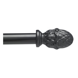 Custom Wrought Iron Drapery Hardware - Acorn Black - Window Treatment Accessories