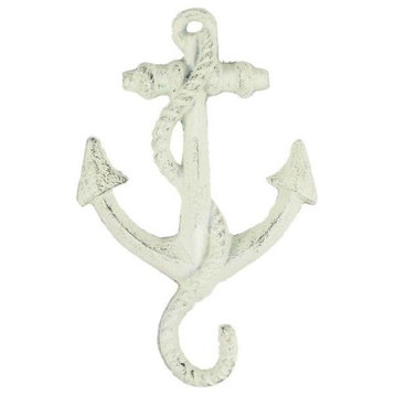 Cast Iron Anchor Hook, Whitewashed, 5"