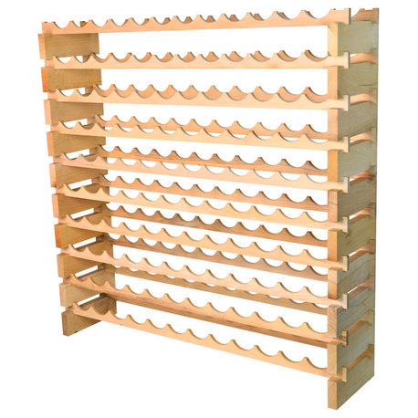 Modular Wine Rack Beechwood 48-144 Bottle Capacity 12 Bottles Across Stackable
