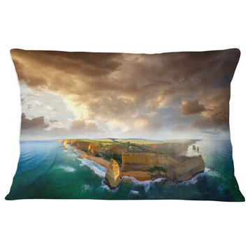Great Ocean Road Australia Blue Seascape Throw Pillow, 12"x20"