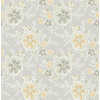 Contemporary Floral Wallpaper, Yellow and Gray, Bolt