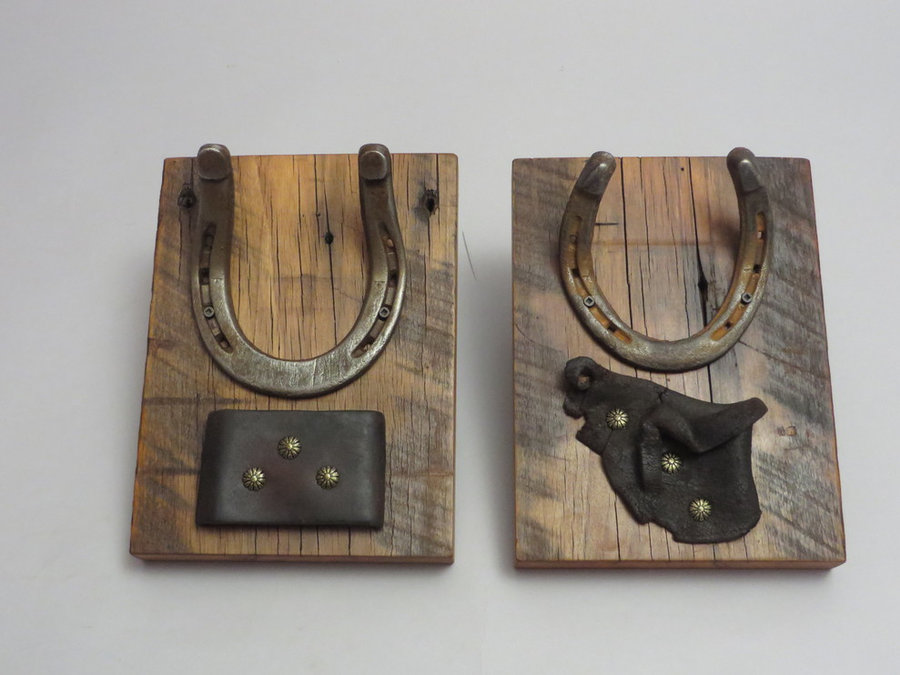 HorseShoe Rack. Reclaimed Poplar, Shoes & Leather.