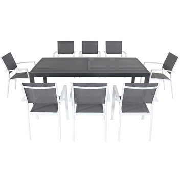 Naples 9-Piece Dining Set in Gray/White