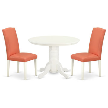 3-Piece Round 42" Table, 2 Parson Chair-Pink Flamingo