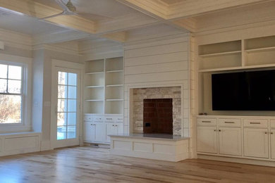 Living room - coastal living room idea in Boston
