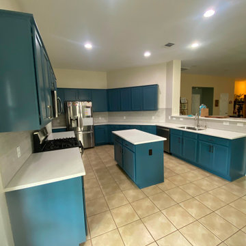 Leander Kitchen Remodel with Waterloo Painted Cabinets & Tile Backsplash