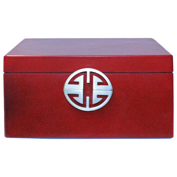 Oriental Round Hardware Red Rectangular Container Box Small Hcs5516A