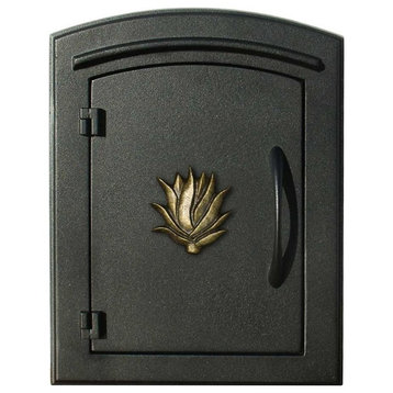 Manchester Non-Locking Column Mount Mailbox With "Decorative Agave Logo", Black