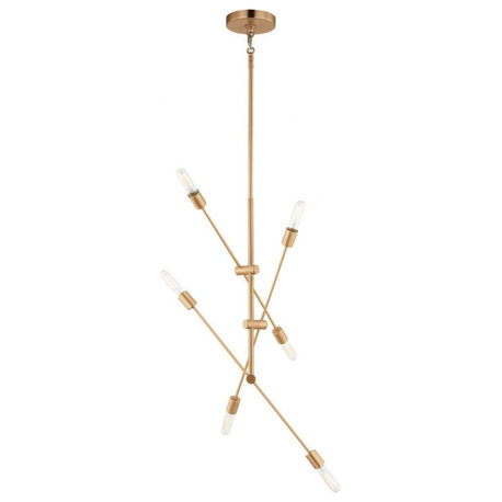 Axis Chandelier, 6-Light, Satin Brass, 40"