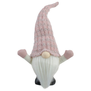 14" Pink LED Lighted Rattan Round Christmas Gnome Figure