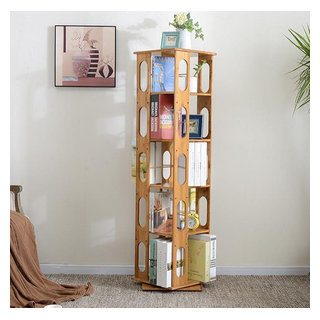 BOOKSHELF 5-TIER OAK WITH REVERSIBLE SHELVES WHITE AND WOOD - PLAZA