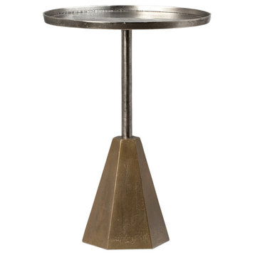 Nickel and Brass Modern Side Table