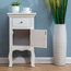 Bedside Table, White Finished Wood With Curved Legs, Door and Storage Drawer