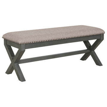 Monte Carlo Bench With Antique Gray Base, Gray Fabric