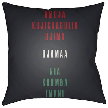 Kwanzaa III by Surya Poly Fill Pillow, Black/Red/White, 20' x 20'