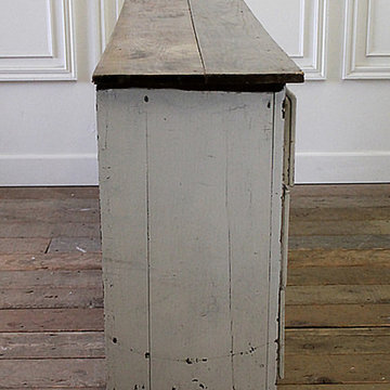 Antique Primitive European Farmhouse Style Buffet Server with Wood Top