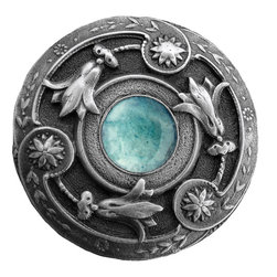 Inviting Home Inc. - Jeweled Lily Knob, Antique-Style Pewter With Green Aventurine - Cabinet And Drawer Knobs