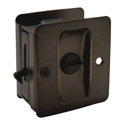 Designers Impressions - Oil Rubbed Bronze Pocket Door Privacy Lock, 53843 - Pocket Door Hardware