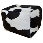 Foreign Affairs Home Decor - Rectangular Cowhide Pouf Yves, Black And White - Our YVES rectangular pouf will be the most comfortable seat in your home! Stylish and warm in black and white cowhide while firm enough for seating and lounging. And the perfect place to put your feet up. Each item is unique due to the cowhide used.