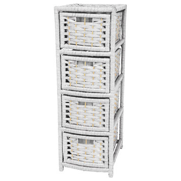 32" Natural Fiber Occasional Chest of Drawers, White