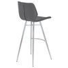Zurich Brushed Stainless Steel Metal Bar Stool, Counter Height