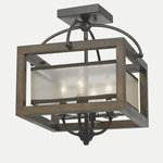 Cal - Cal FX-3536/1C Mission - Four Light Square Semi-Flush Mount - Semi flush square wood pendant. Includes square organza shade. Accomodates 4 candelabra lights. Durable metal construction.Assembly Required: TRUE Shade Included: TRUEWarranty: 1 YearNatural Wood Finish with White Organza Shade