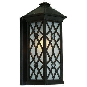 1-Light Black White Glass Wall Lantern