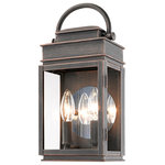 Artcraft Lighting - Artcraft AC8221OB Two Light Outdoor Wall Mount Fulton Oil Rubbed Bronze - The "Fulton Collection" of exterior lanterns can lend itself to many surroundings from traditional to transitional. Finished in oil rubbed bronze with clear glassware. A neat feature is the circular reflective backplate to increase light. (also available in black and other sizes)