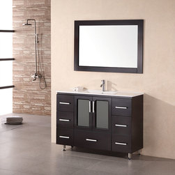 48 inch Modern Bathroom Vanity White Porcelain Sink Countertop - Bathroom Vanities And Sink Consoles