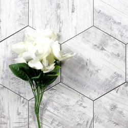 Abolos - Nature 8 in x 8 in Glass Hexagon Tile in Birchwood Gray - Mosaic Tile