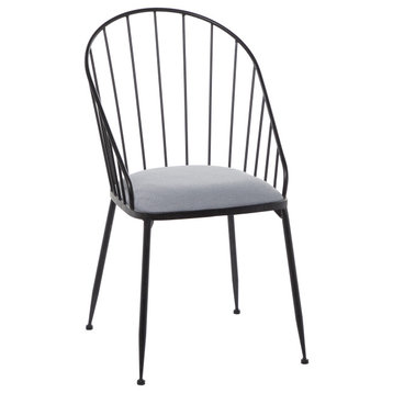 Black Metal Contemporary Dining Chair, 21"x24"x37"