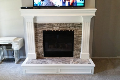 Example of a transitional living room design in Kansas City