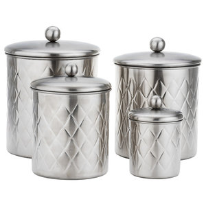 Old Dutch 501SS 4 Piece Art Nouveau Stainless Steel Canister set Antique Pewter One Size 