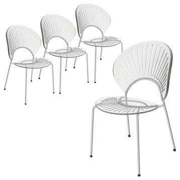 Opulent Plastic Dining Side Chair, Chrome Base Set of 4, Clear
