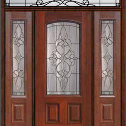 Prehung Sidelights-Transom Door 80 Fiberglass Courtlandt Arch Lite - Front Doors