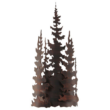Burnt Sienna Iron Trees Wall Sconce