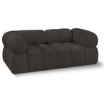 Meridian Furniture - Ames Boucle Fabric Modular Sofa, Brown, 2-Piece: 2 Corner Chair - Introduce a touch of modern sophistication to your living area with the exquisite Ames Boucle Fabric Sofa. With plush brown boucle fabric and unique design, it will elevate the visual appeal of your living space. This elegant and captivating sofa can be mixed and matched with other pieces from the collection to create an endless array of stunning looks. So, get ready to transform your living area into an inviting and stylish haven with the Ames Boucle Fabric Sofa.