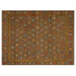 Bareens Designer Rugs - Modern Moroccan High-Low Candance Brown/Gold Wool Rug - 8'3'' x 9'6'' - Make a statement in your home with this meticulously hand-knotted high-low pile Moroccan wool rug. An intricate design made with luxurious wool and exquisite coloration makes this extravagant rug a compelling focal point in any living area.