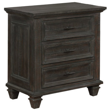 Coaster Transitional 3-Drawer Wood Nightstand with USB Ports in Gray