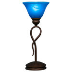 Toltec Lighting - Leaf Mini Table Lamp In Bronze, 7" Blue Italian Glass - The beauty of our entire product line is the opportunity to create a look all of your own, as we now offer over 40 glass shade choices, with most being available as an option on every lighting family. So, as you can see, your variations are limitless. It really doesn't matter if your project requires Traditional, Transitional, or Contemporary styling, as our fixtures will fit most any decor.