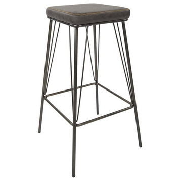 Mayson 30" Barstool in Charcoal Fabric with Industrial Steel Base 2/CTN