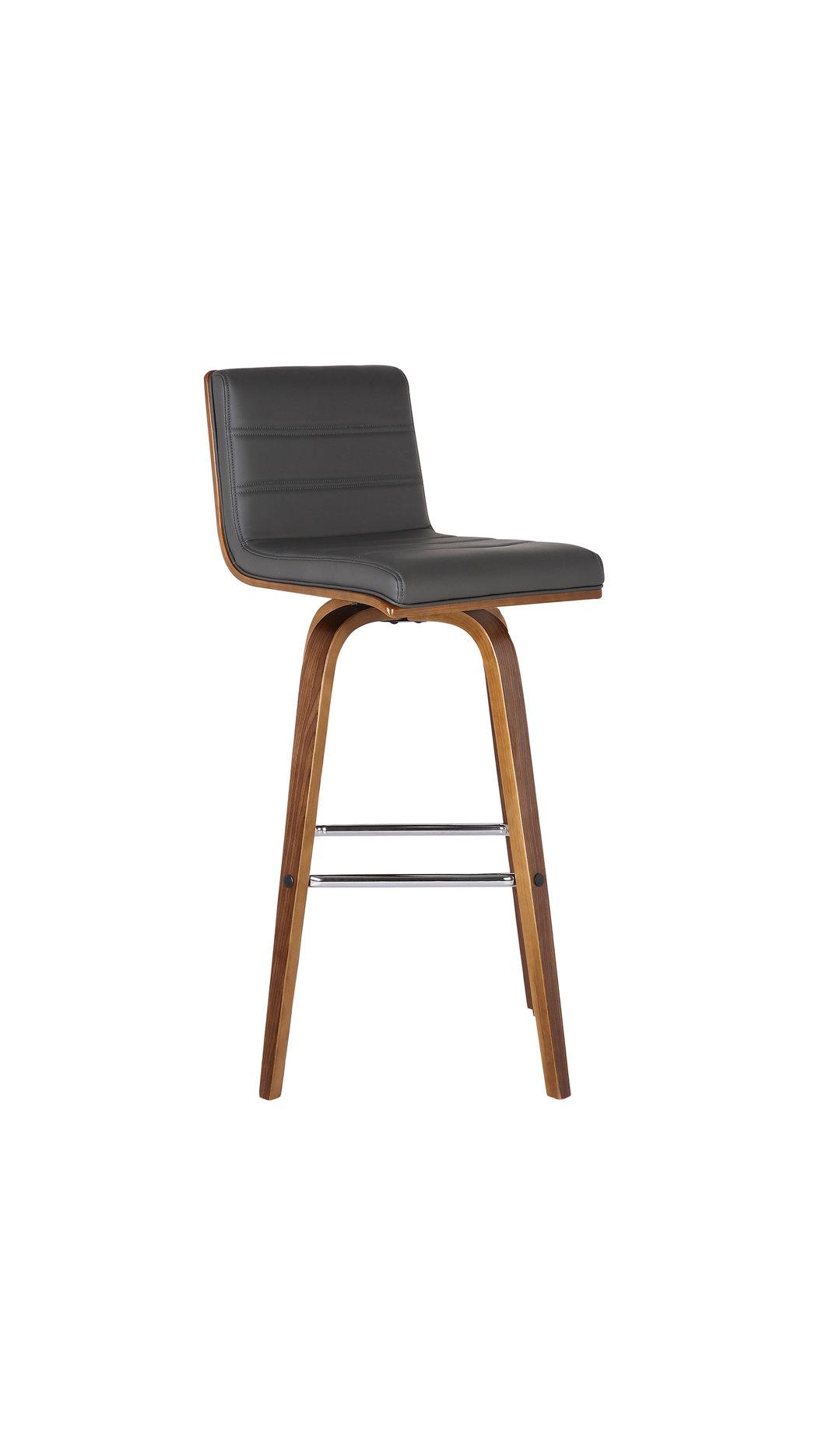 Vienna 26" Barstool, Walnut Wood Finish With Gray PU Upholstery