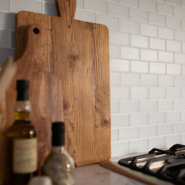 Matte White Glass Subway Tile Backsplash