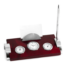 Weather Station Pen Holder with Business Card Holder - Desk Accessories